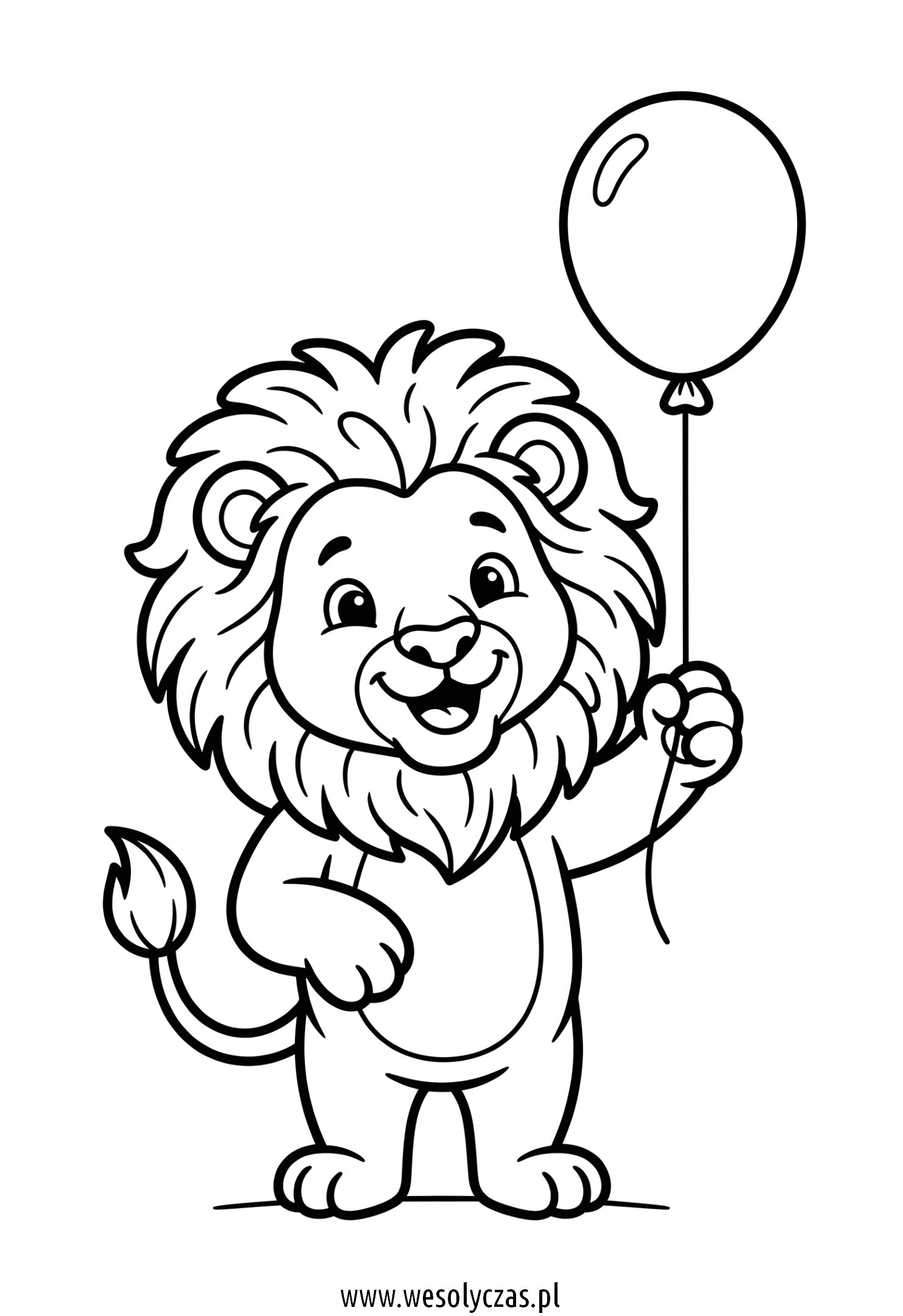 Uroczy lew trzyma balon